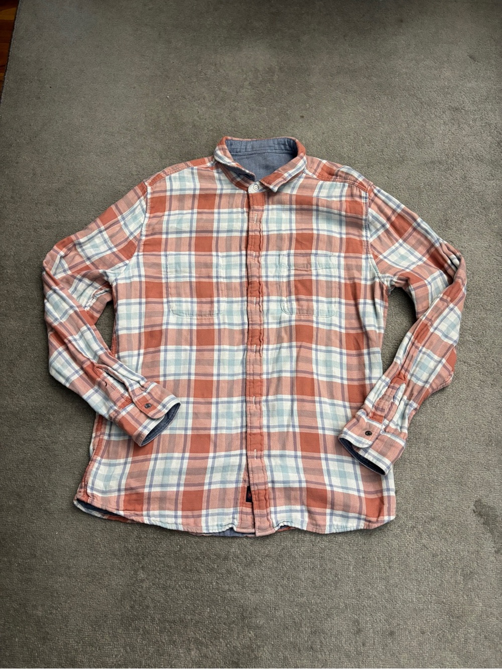 Faherty Rayland Rose Plaid Reversible Organic Cotton Button Up Shirt Men’s - Picture 4 of 7